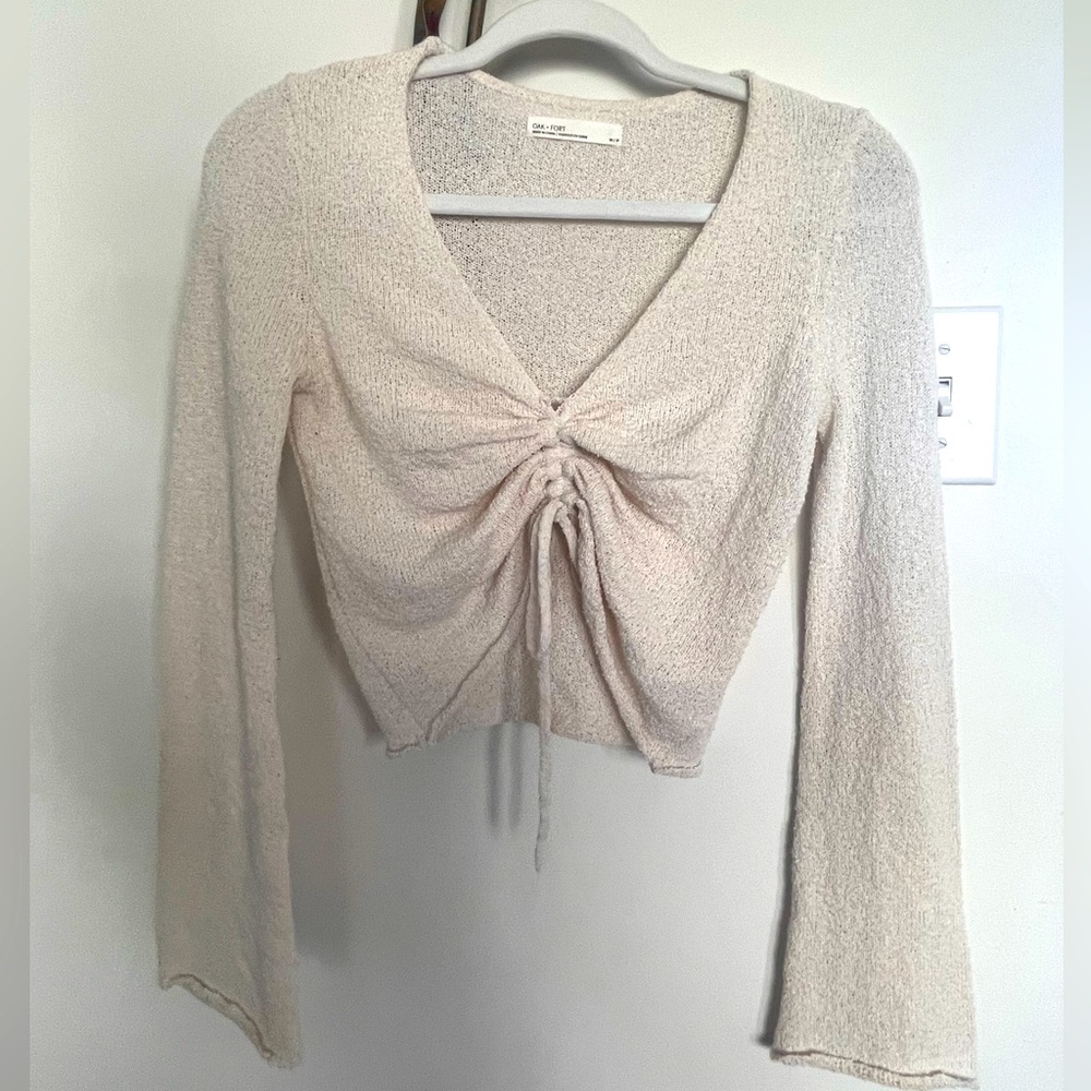 Oak + Fort Cream Knit Crop Top